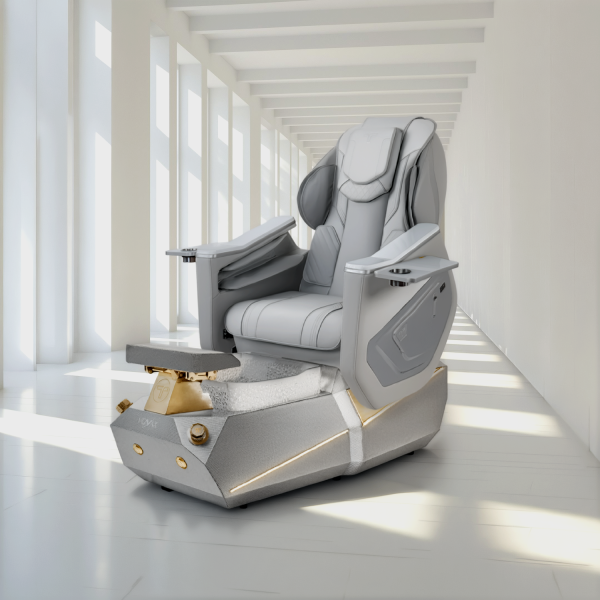 T-SPA Vekron Silver Pedicure Chair | Carbon Fiber & Heat Massage