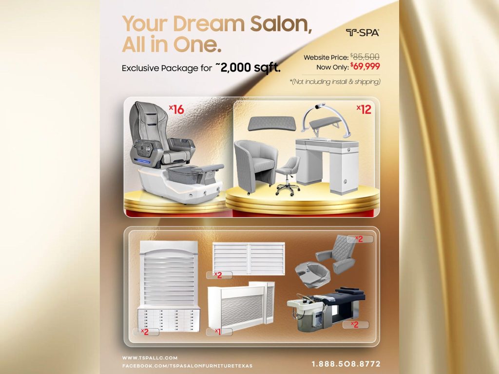 Package phù hợp với tiệm nail khoảng 2000 sqft