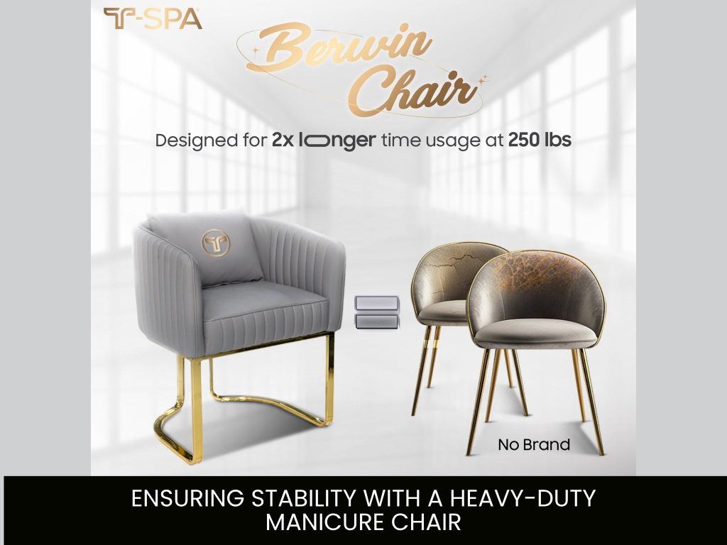 High-quality acetone-resistant and heavy-duty Berwin manicure chair by T-SPA for professional salon use.