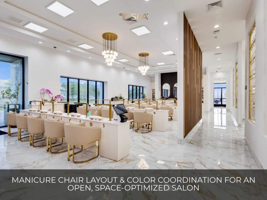 High-quality acetone-resistant and heavy-duty manicure chair by T-SPA for professional salon use.