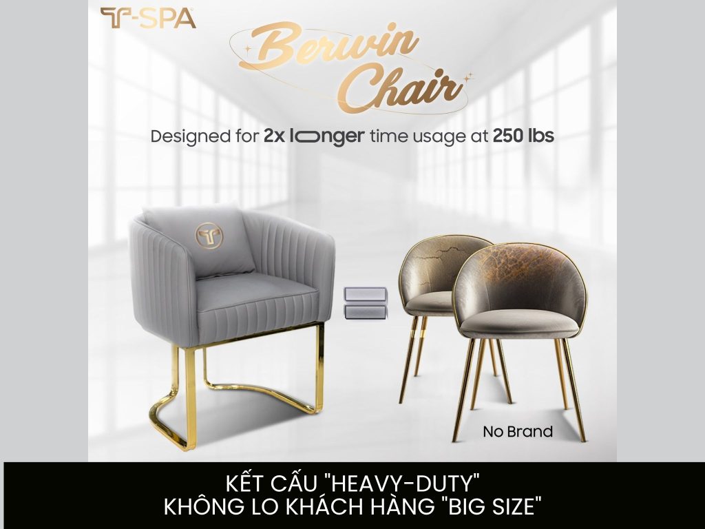 ghế manicure Berwin T-Spa chịu được tải trọng lớn lên tới 250lbs