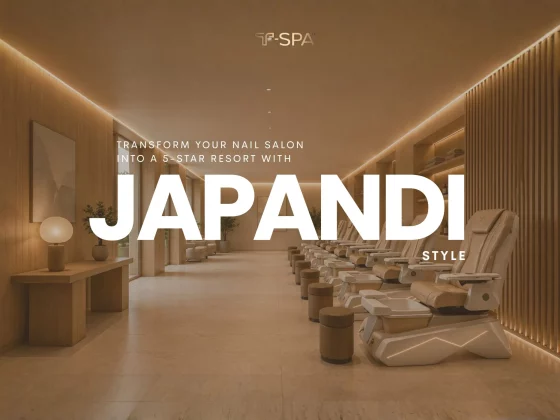 Luxury pedicure chair of T-SPA in a Japandi-style nail salon creating a relaxing 5-star resort experience.