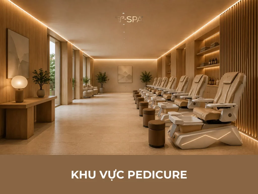 pedicure chair t-spa cao cấp trong không gian tiệm nail japandi.