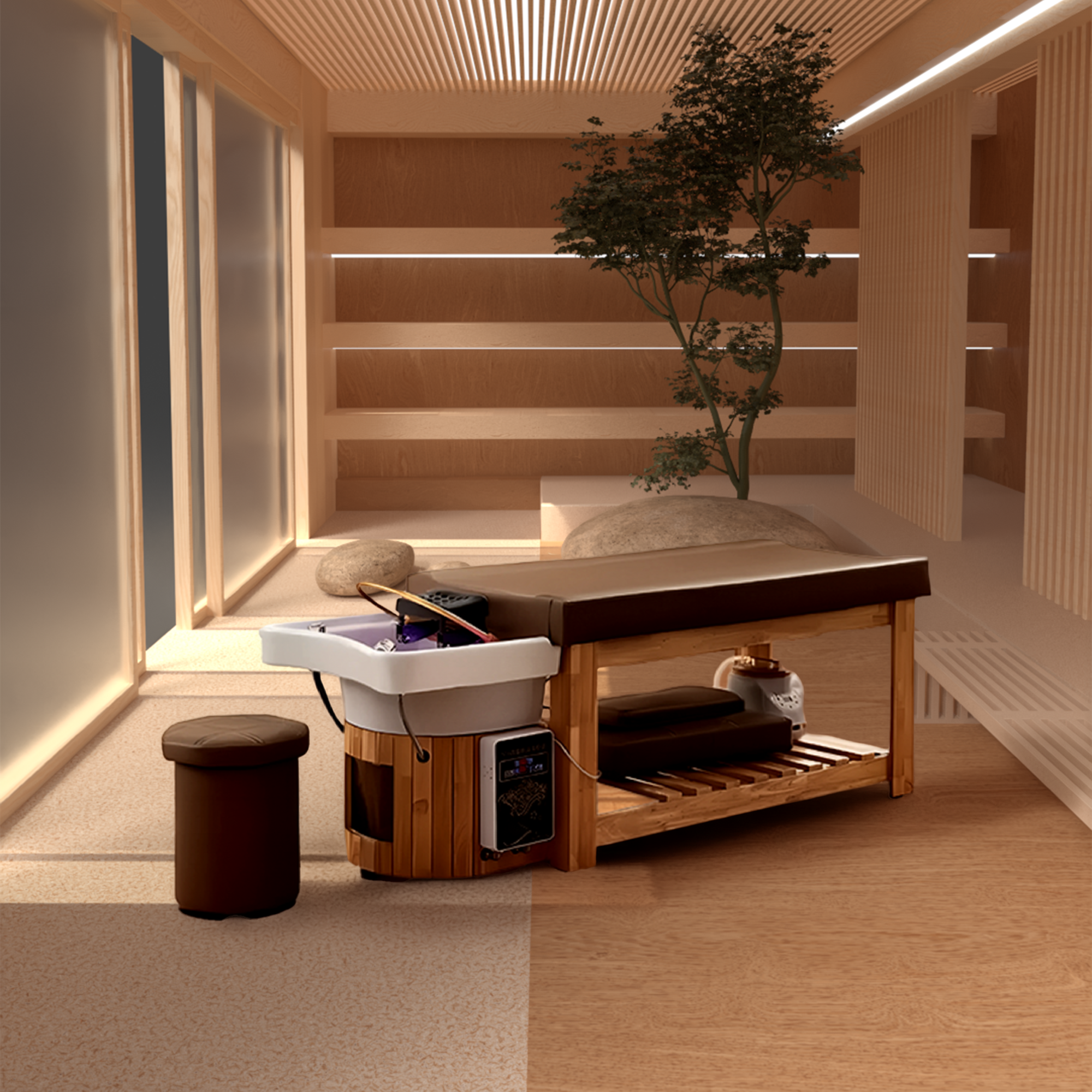 Brown Wooden Head Spa Thumbnail