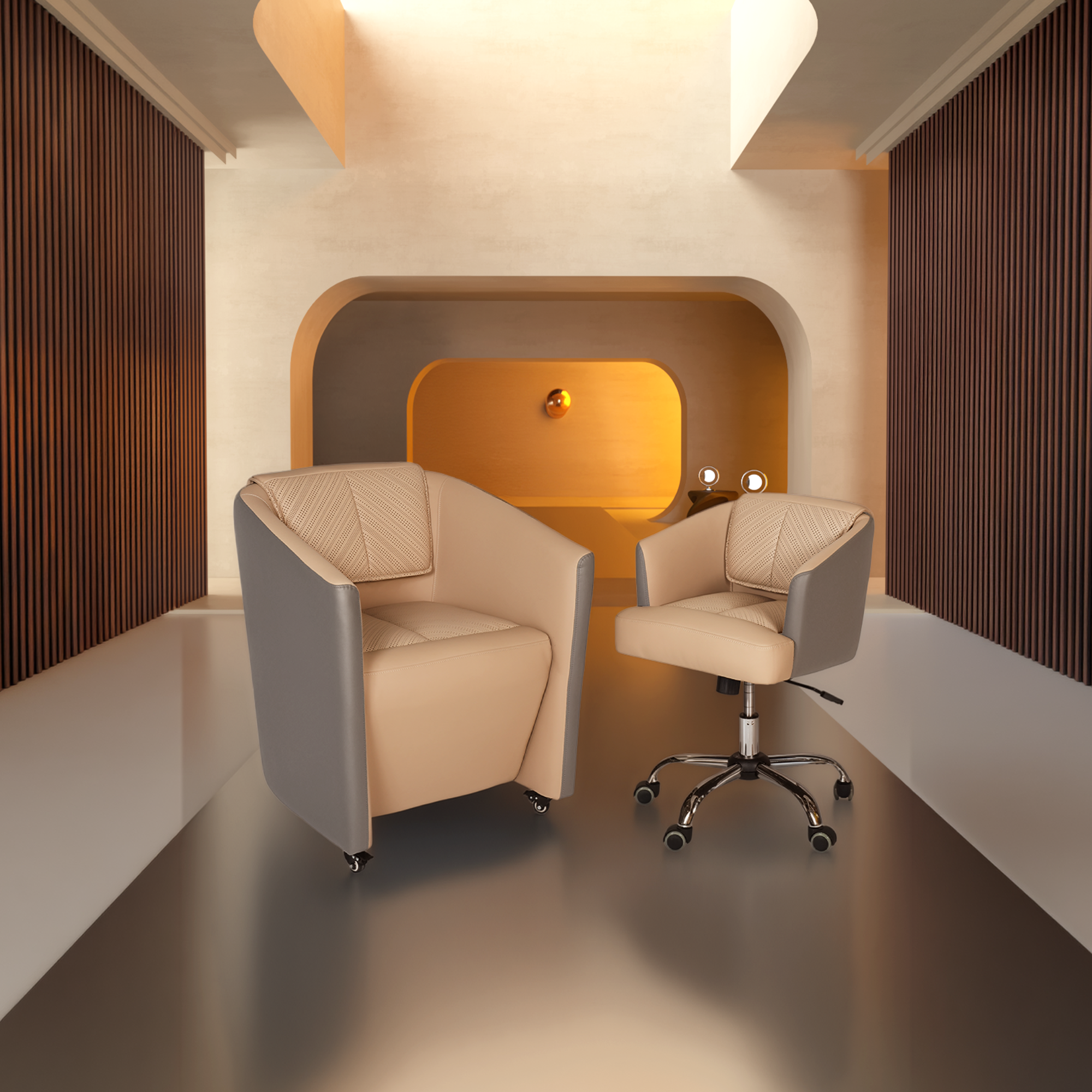 Modern Luxury Barron Acetone Proof Leather Manicure Chair Combo Thumbnail