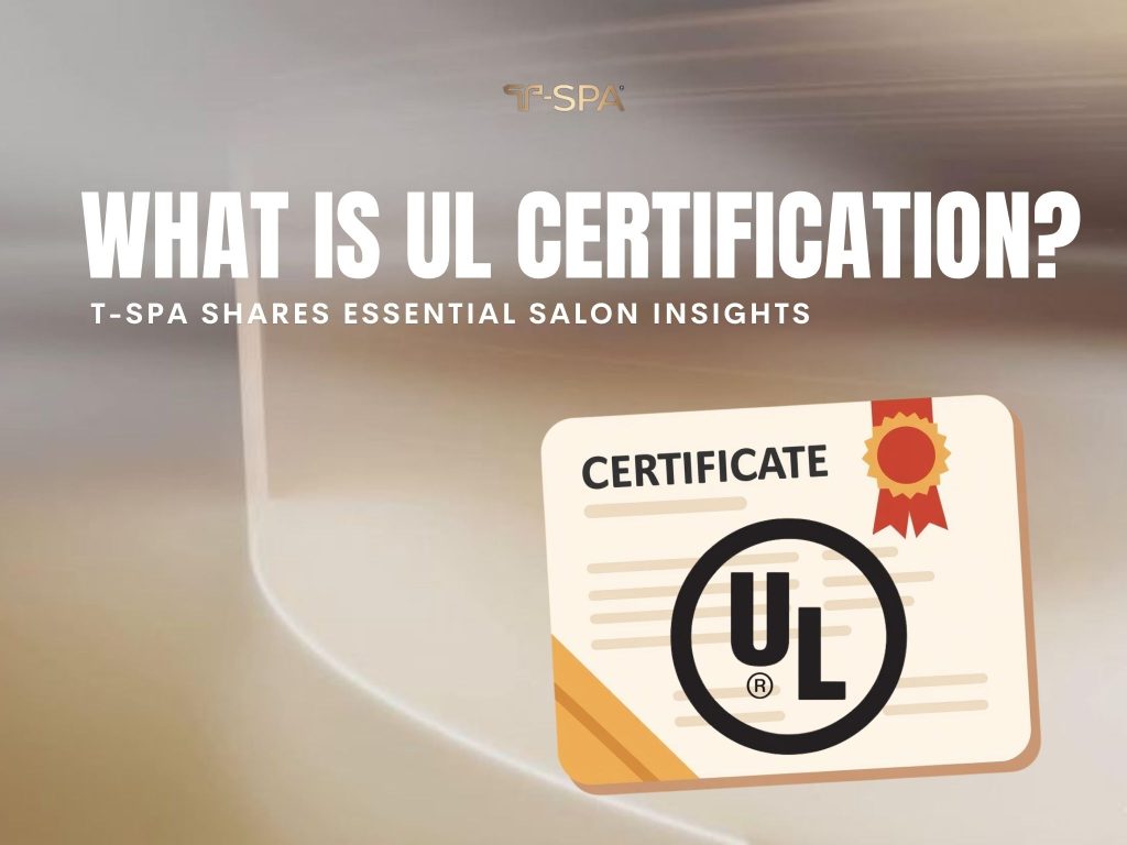 Official UL listed safety mark displayed on a T-SPA UL certified pedicure chair.