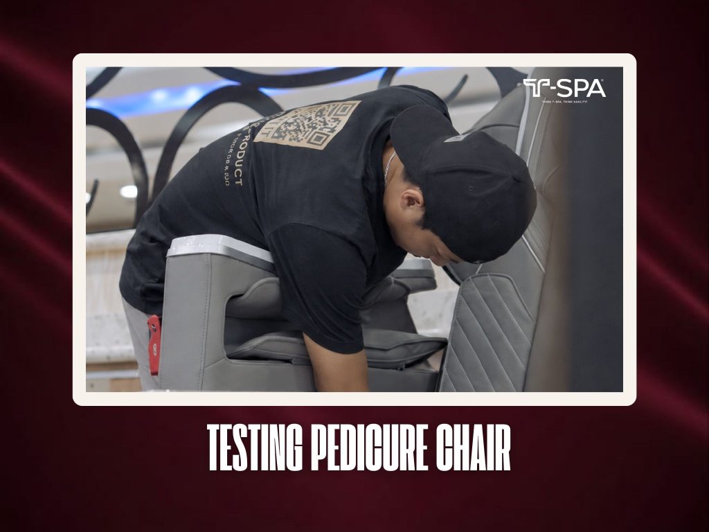 Testing pumps, whirlpool jets, and drain plumbing on a T-SPA pedicure chair